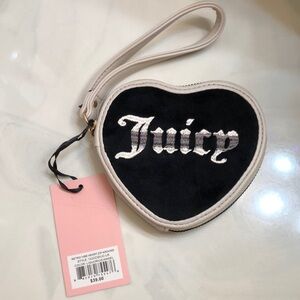 Juicy Couture Retro Vibe Liquorice & Angel Heart Zip Around Wristlet NWT